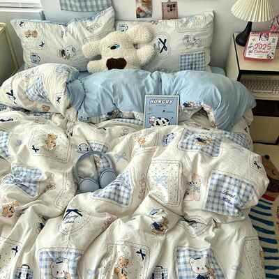 A全类床被上用品四件套纯DRV4棉棉床单被套罩床笠学生宿舍三件套