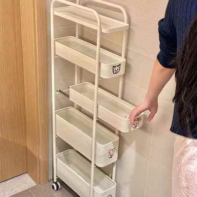 2025新款厨房抽拉式置物架多层门后夹缝小推车可移动