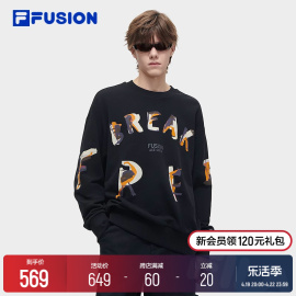 filafusion斐乐潮牌情侣针织，卫衣女2024春涂鸦纯棉男套头衫