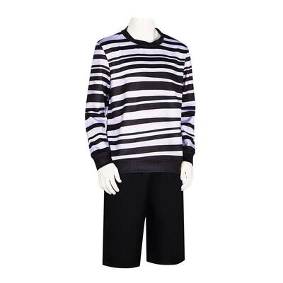 Movie Pugsley Costume Boys Black and White Striped Shirt Add