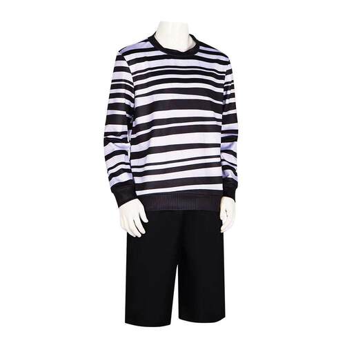 Movie Pugsley Costume Boys Black and White Striped Shirt Add