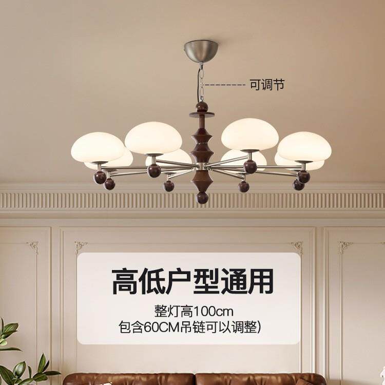 中古风客厅吊灯2025新款复古宋式美学创意竹节实木大厅主灯留白灯