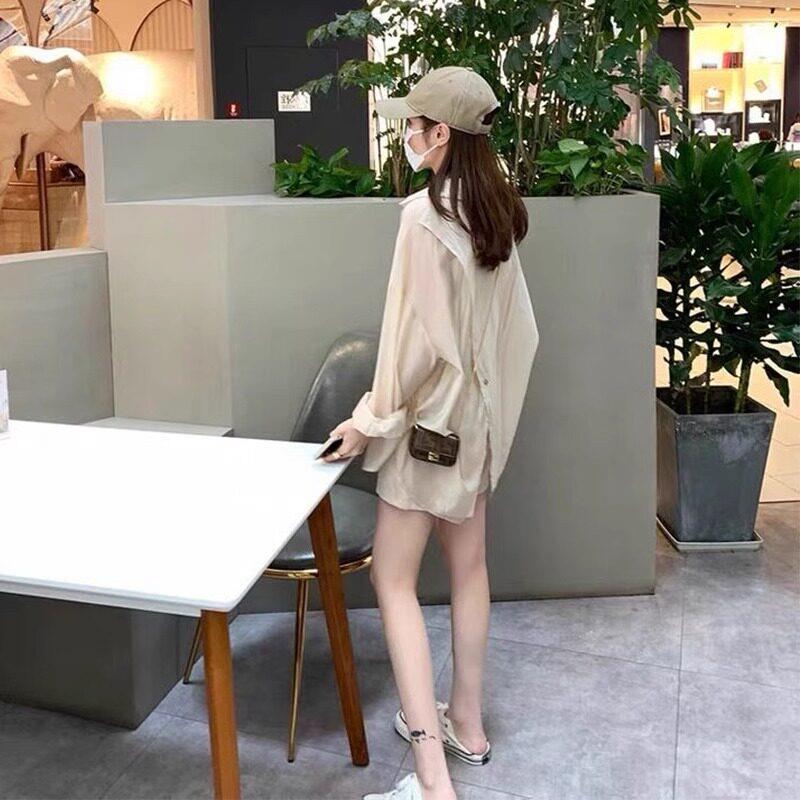 漂亮衬衫女长袖夏天女装韩版中长款披肩上衣空调开衫薄0907d