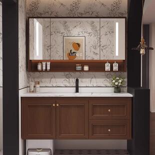 A9L20新款 奶油风436浴室2柜岩板陶瓷一体盆漱台面洗洗手脸5盆 法式