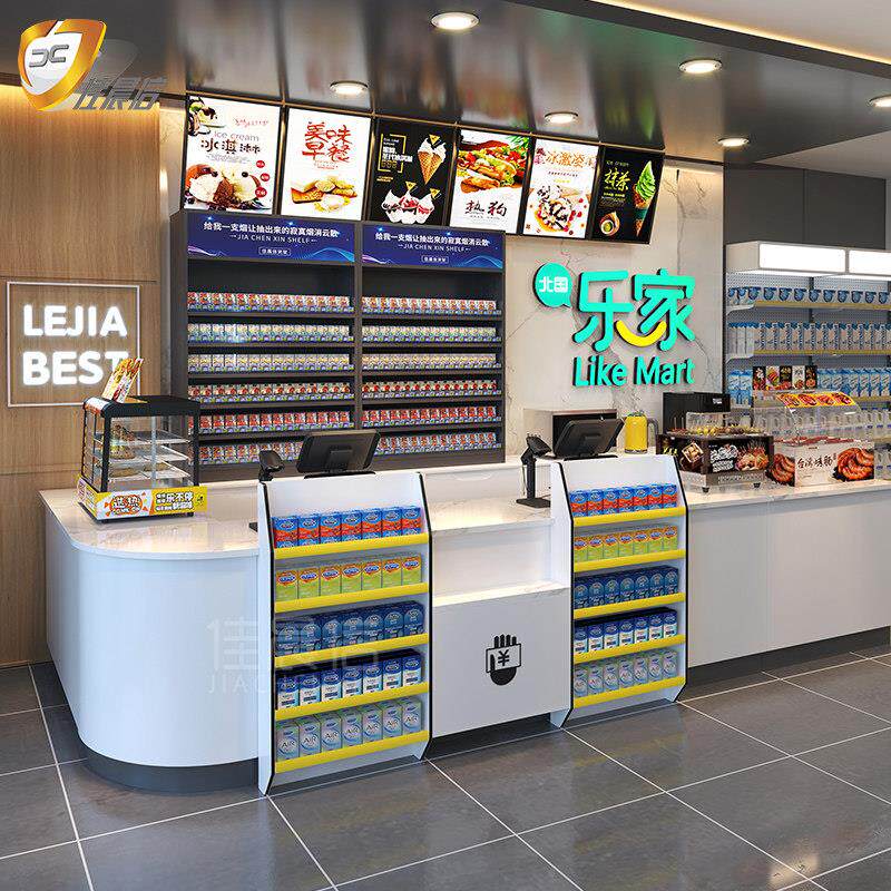 便定店收银柜台超市JCX-SYT-吧台店铺利小型收款商木制转角桌用组