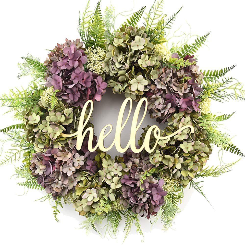 仿真花环门饰欧美复古绣球花环装饰hello花环夏季墙壁门挂