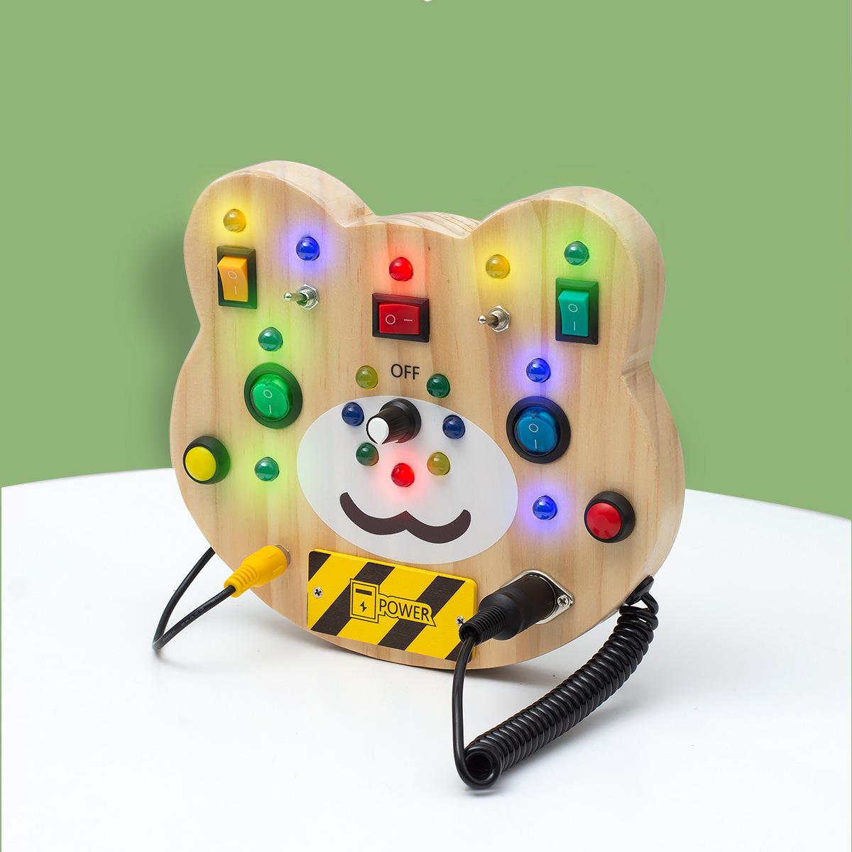 儿童木制开关LED灯忙碌板模拟电路板灯Busyboard蒙特梭利玩具图片