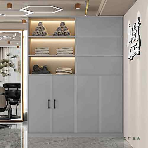 定制理发店毛巾柜吧台洗头985床断柜产品存包物柜隔一体设计感储