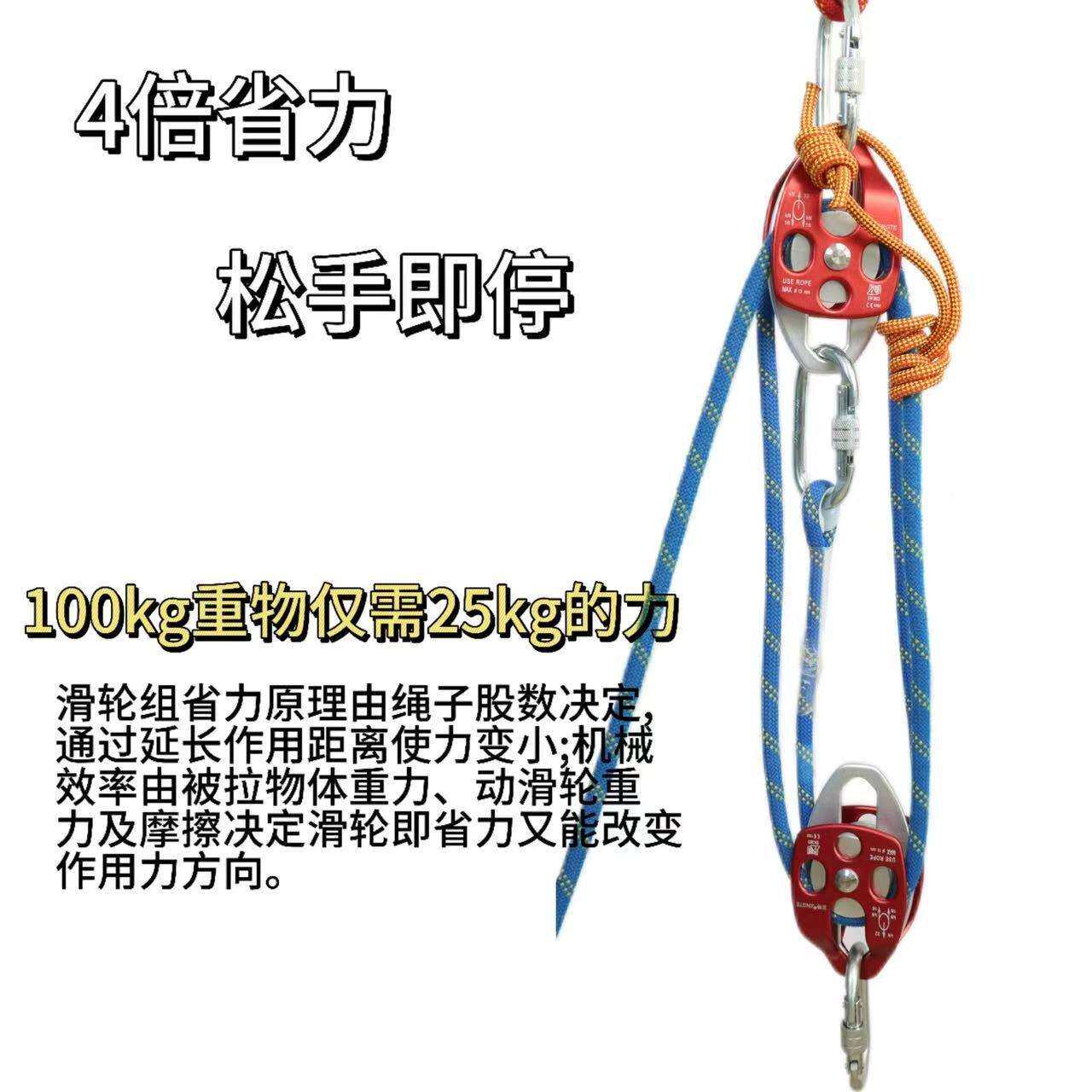 降省力滑轮组吊重物提拉高上升下空吊装装4:1省力整套