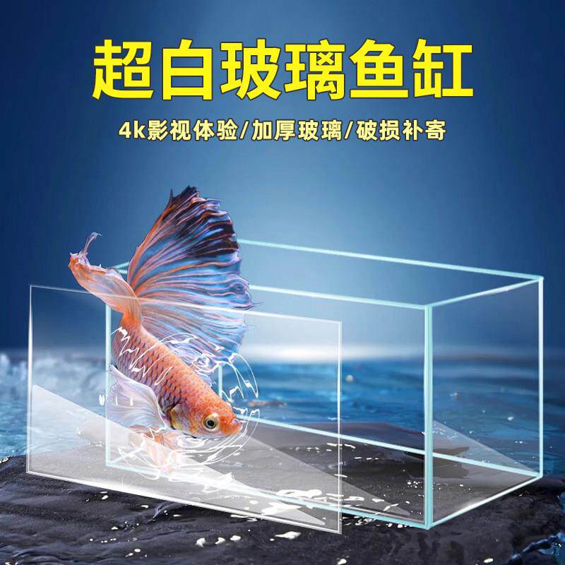 超白金晶玻璃鱼缸客厅小型桌面金鱼水草缸生态造景长方型乌龟裸缸