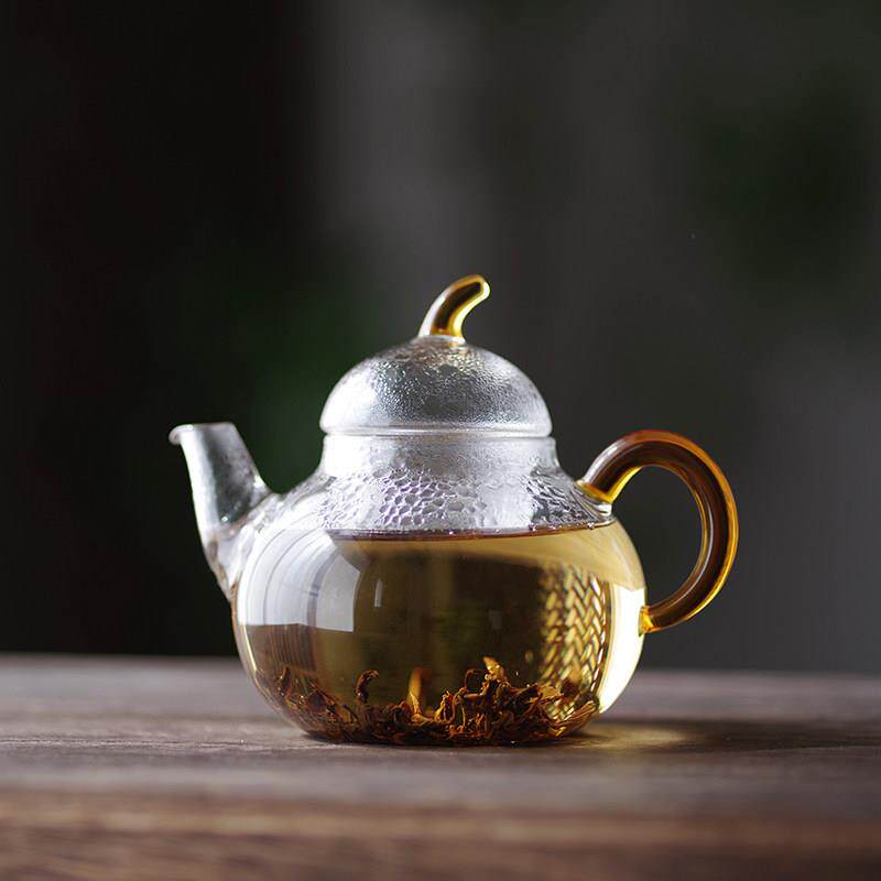 耐高温玻璃茶壶加厚带把过滤单壶高硼硅茶具中式葫芦泡茶壶家用小