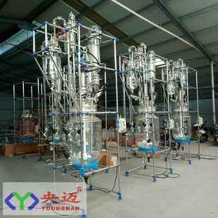 防爆双层单层玻璃反应釜50L150L200L玻璃反应釜保温厂家供应