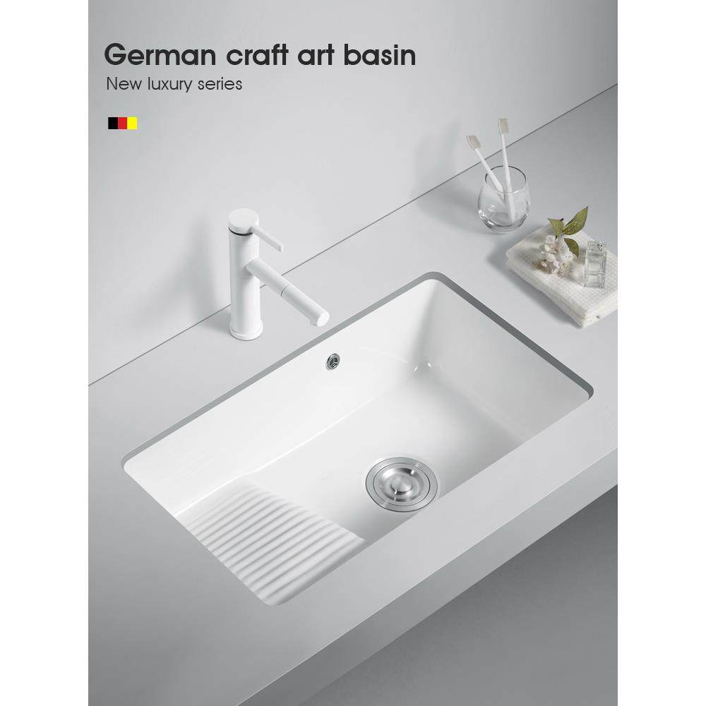 阳台带搓衣板台下盆洗衣盆加深大容量小号洗脸洗手嵌入式陶瓷单盆