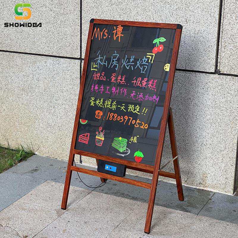 LED电子发光板支架式荧光板 可充电立式店铺用商用手写闪光广告牌