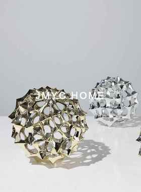 黑色圆球客厅茶几柜电视柜样板间摆件软装饰品树脂工艺品办公室柜