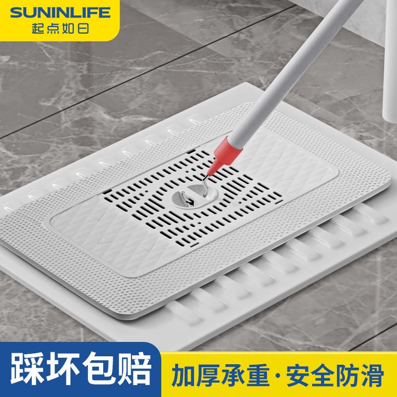 卫生间蹲便器盖板蹲厕防臭堵塞器厕所蹲坑全封闭脚踩自动翻盖通用