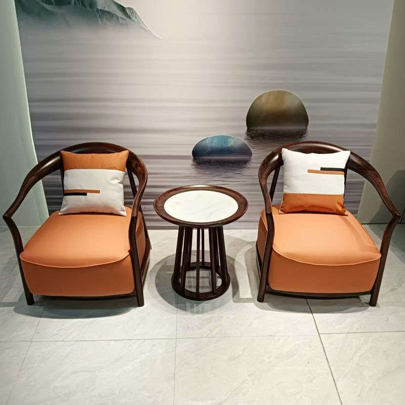 中式休闲椅三件套休闲乌金木阳台会客椅套装泡茶办公茶几茶桌椅子