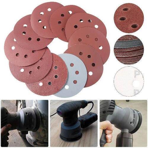 100Pcs 5Inch Round Sand Paper For Sanding Disc Grinder
