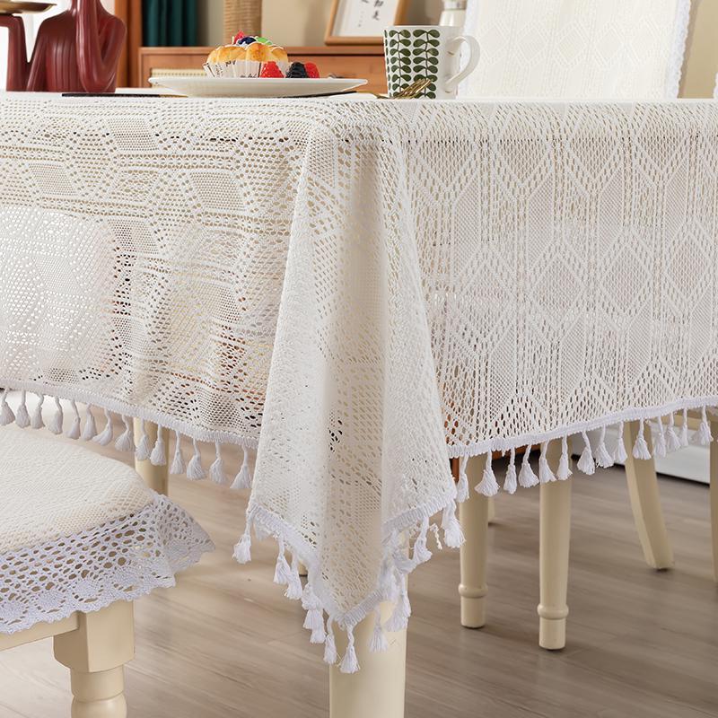 新款法式奶油风现代小清新蕾丝餐桌布布艺桌布餐椅套椅垫椅子新品