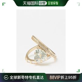 香港直邮潮奢mateo女士，y型钻石绿水晶14kt金戒指