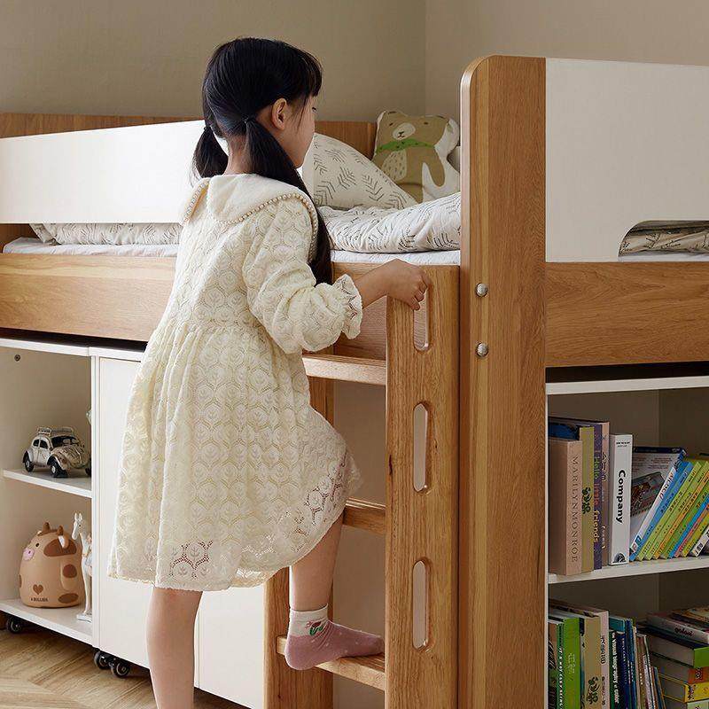 Fl多s儿童半高床胶木高低床衣橡柜书柜储SDF-6341物柜实组合功能