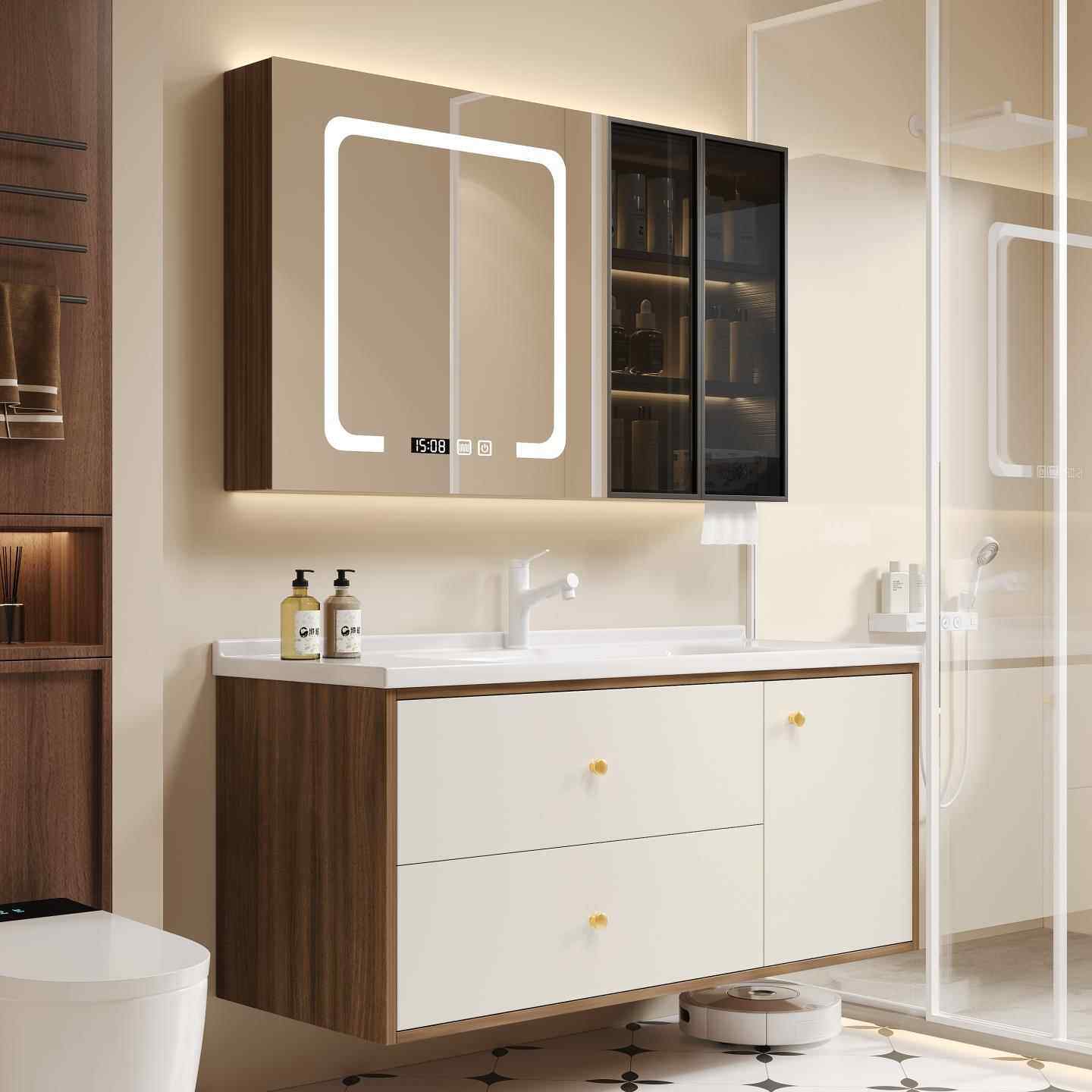 法式中古风不锈钢浴室柜陶瓷一体盆卫浴柜洗漱台洗手盆柜组合304