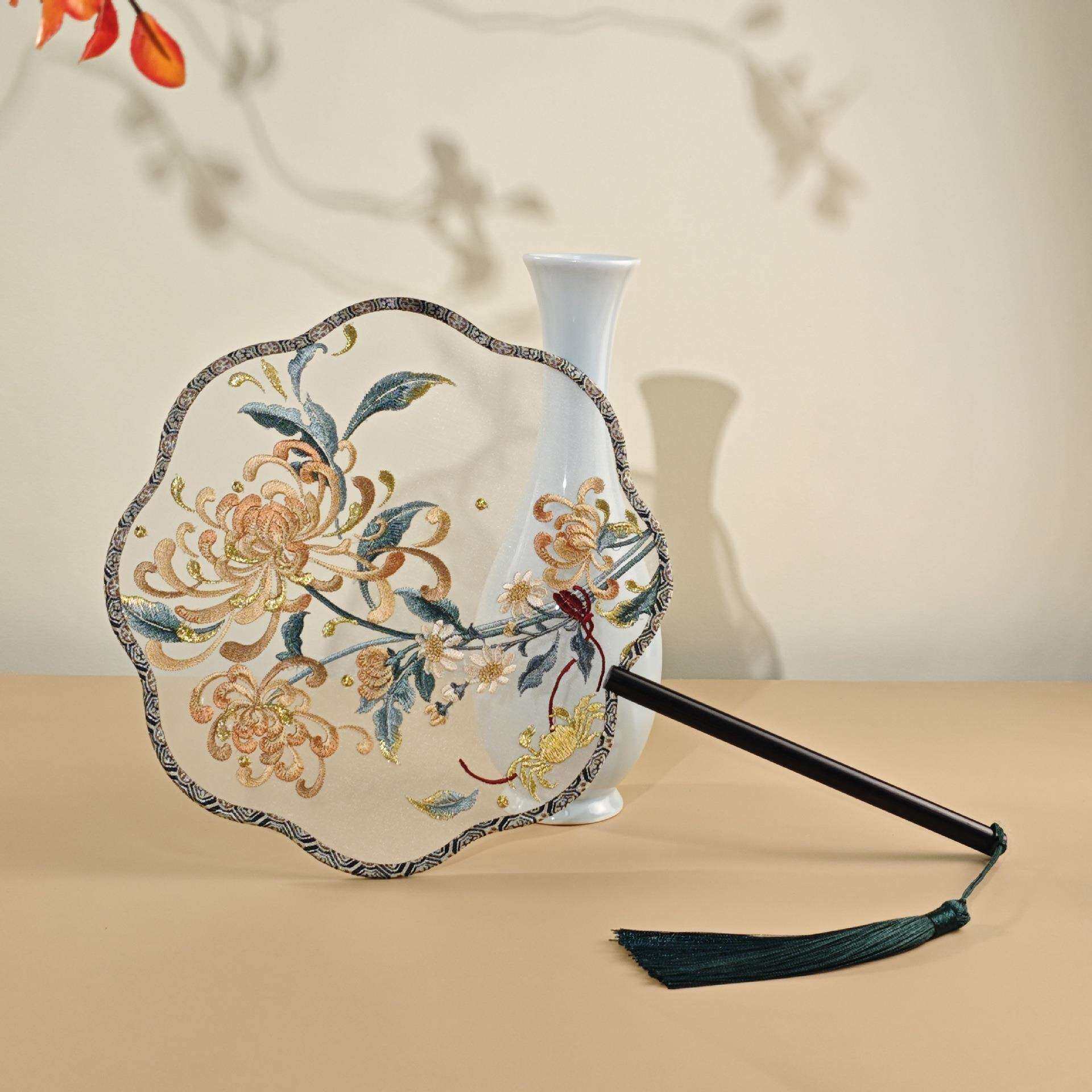 新款扇古风结婚刺绣复古扇风汉服婚礼新娘结婚团扇团中国LJA喜扇