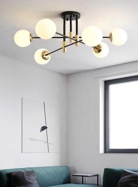 北欧客厅灯简约艺术吸顶灯现代个性轻奢玻璃魔豆铁艺卧室书房灯具