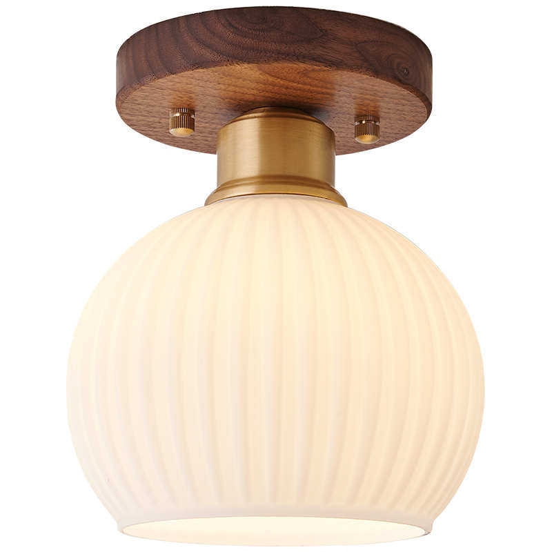 走廊过道灯胡桃木中古风吸顶灯日式复古衣帽间入户门厅玄关阳台灯,家装灯饰光源,智能吸顶灯,淘宝优惠券,粉丝福利购,淘宝优惠卷