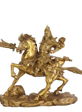 杨铜0117记铜器品摆件马工艺用品骑关公铜骑马关公