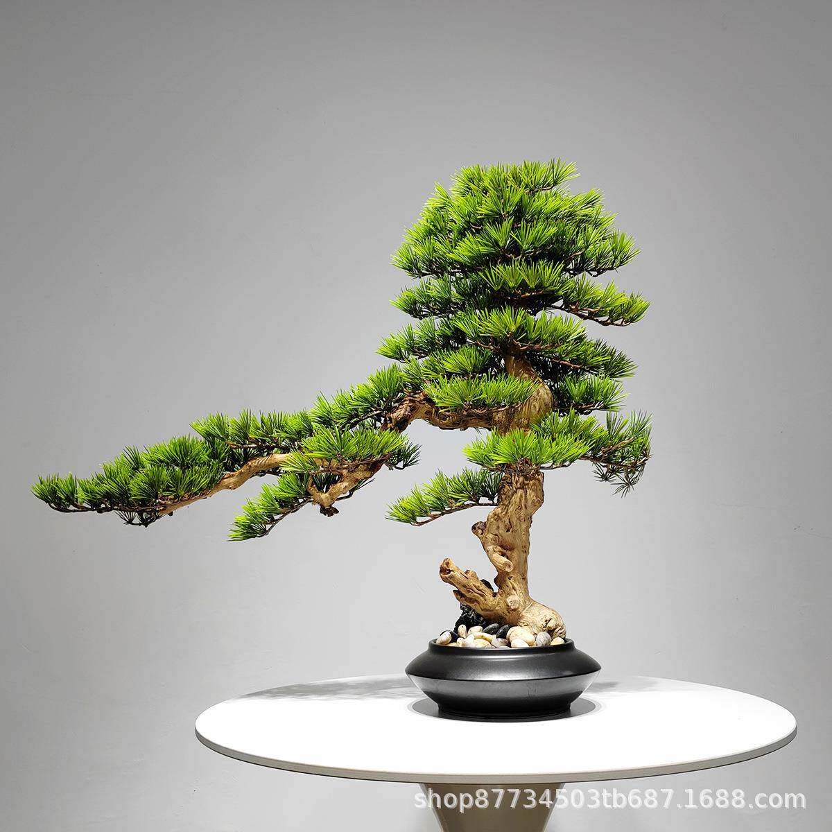 创意仿真迎客松盆景客厅玄关电视柜假花绿植盆栽植物办公室摆件