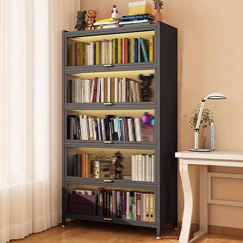 书柜钢制带柜门防尘透明钢结构置物架小40长506070宽80cm90书架