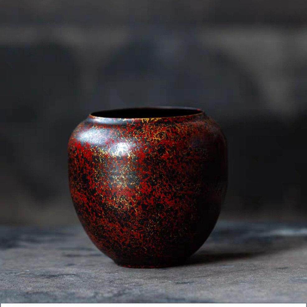 高档 茶洗红金老铁彩漆建水中式茶渣桶水缸泡茶太配件功夫茶具