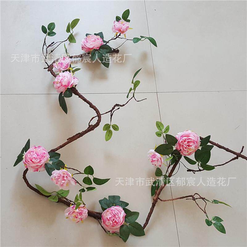 仿真洋牡丹花藤发泡藤条包芯牡丹西洋玫瑰枯藤花藤婚礼装饰藤橱窗