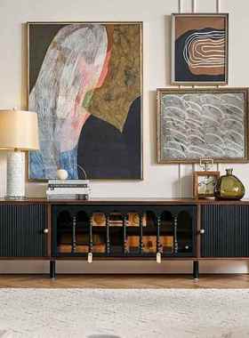 源头工厂价TXP2法式各沃复古电视柜黑色美式小户型客储物柜落地古