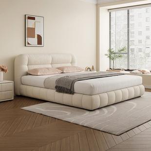 猫法式 奶油风床布现代简约爪泡芙床卧室主卧落地AER软包床科技布