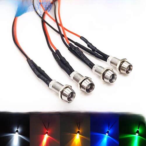 开孔5MM金属LED指示灯 小型面板带线玩具信号灯3V5V6V12V24V220V