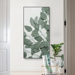 枝繁叶茂 北欧风格绿植玄关装饰画走廊过道竖版壁画龟背竹挂画