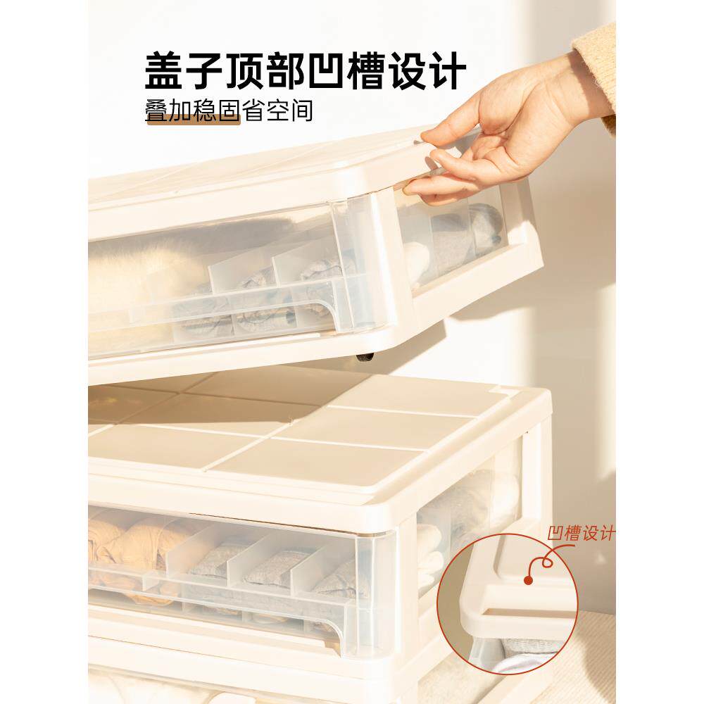 衣物收纳箱抽屉式衣柜扁平收纳柜分格塑料床下整理箱床底下收纳盒