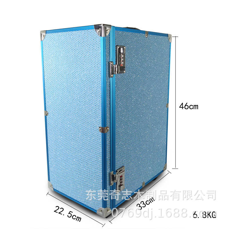 便携式多层抽屉珠宝首饰拉杆收纳箱参展便携多层PU皮珠宝展示箱