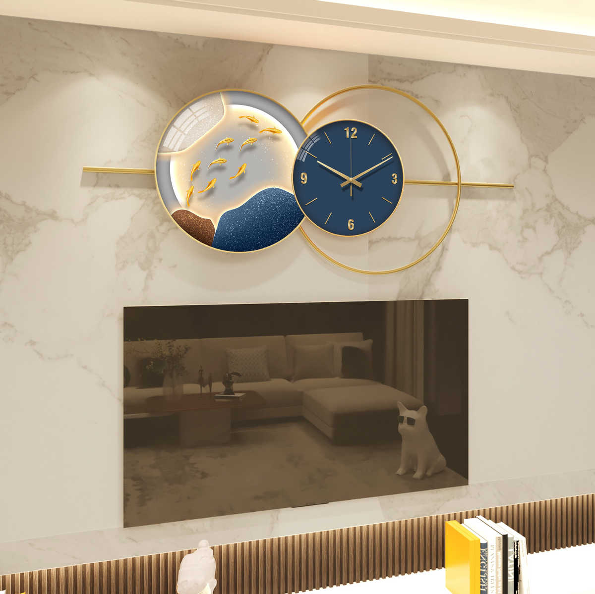 轻奢挂钟现代简约装饰画电视墙钟表家用时尚简约艺术创意餐厅挂墙