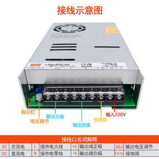 超薄LRS 24V开关电源交流220V转12V15V27V36V48直流电机驱动 600W