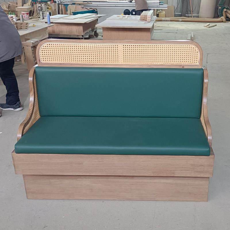 实木藤编背靠背沙发卡座茶楼咖啡厅餐饮商用靠背软包现代简约风,商业/办公家具,卡座,淘宝优惠券,粉丝福利购,淘宝优惠卷