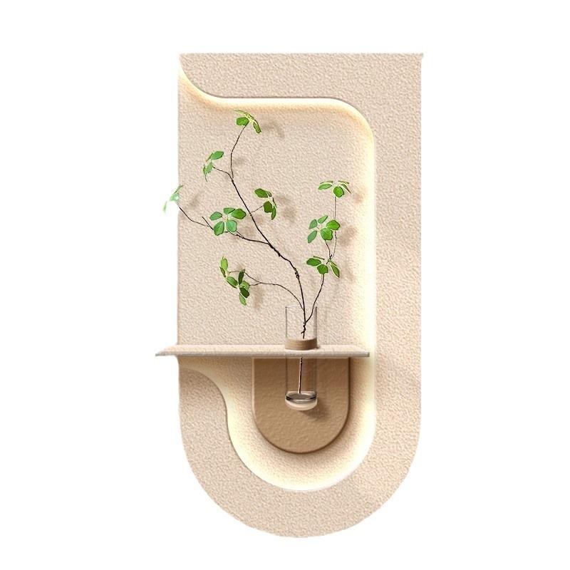 水培绿植奶油风玄关装饰画砂岩立体入户走廊尽头挂画客厅墙面壁画
