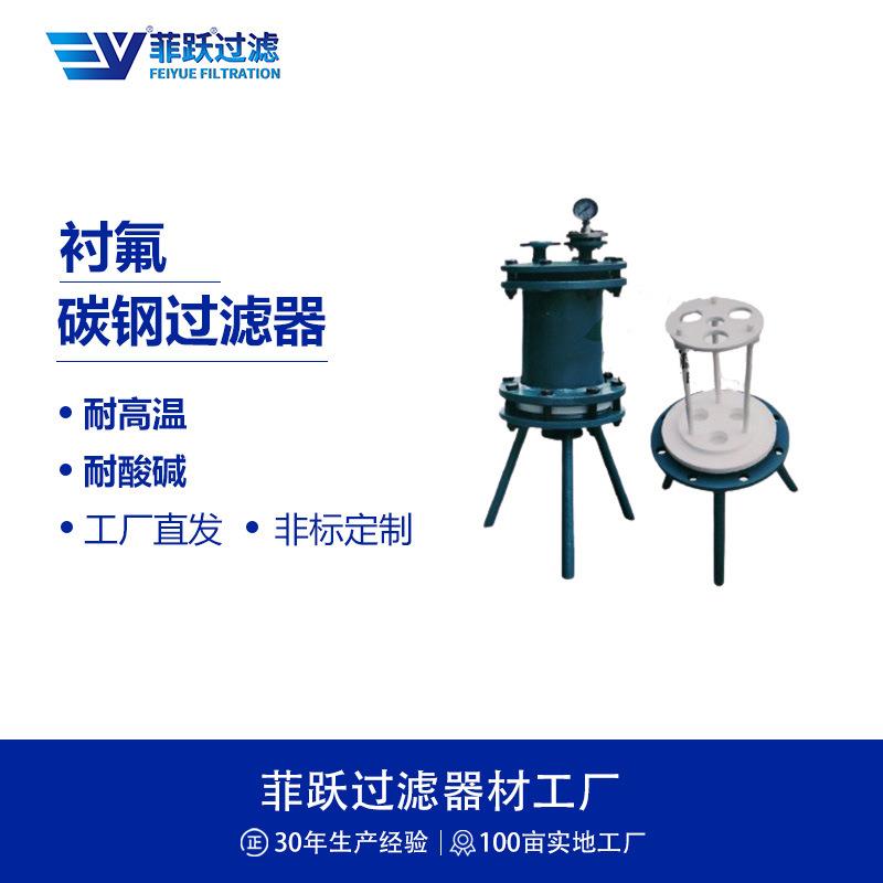菲跃工业级衬氟碳钢过滤器单袋多袋式不锈钢内衬特氟龙防腐过滤器