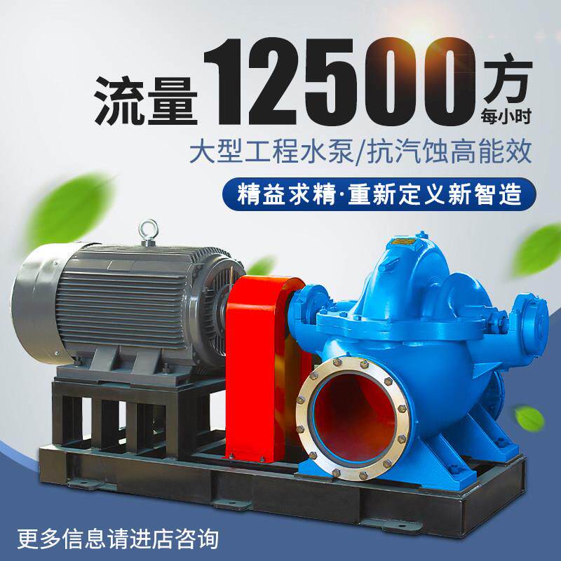清水离心泵单级抽水机高扬程工业水泵110kw卧式双吸中开 泵100-26