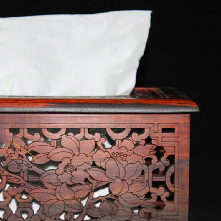 红酸枝镂空纸巾盒 红木抽纸盒餐巾盒 摆件工艺商务礼品