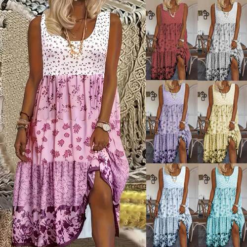 Plus Size Dress, Women's Plus Colorblock Ditsy Floral Print