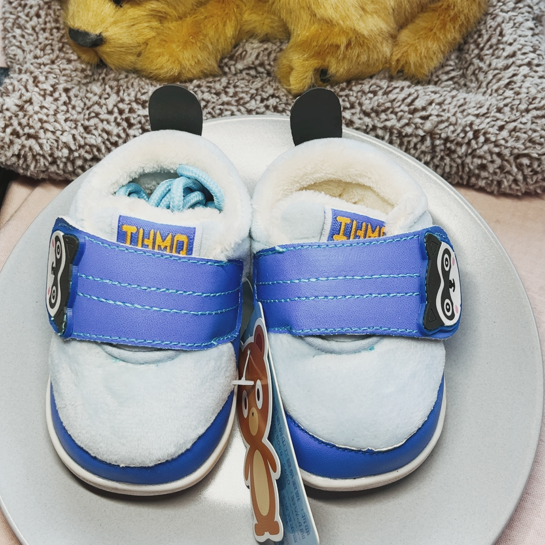 满9.9或5件包邮～学步鞋13码内长115mm加绒保暖棉鞋蓝色