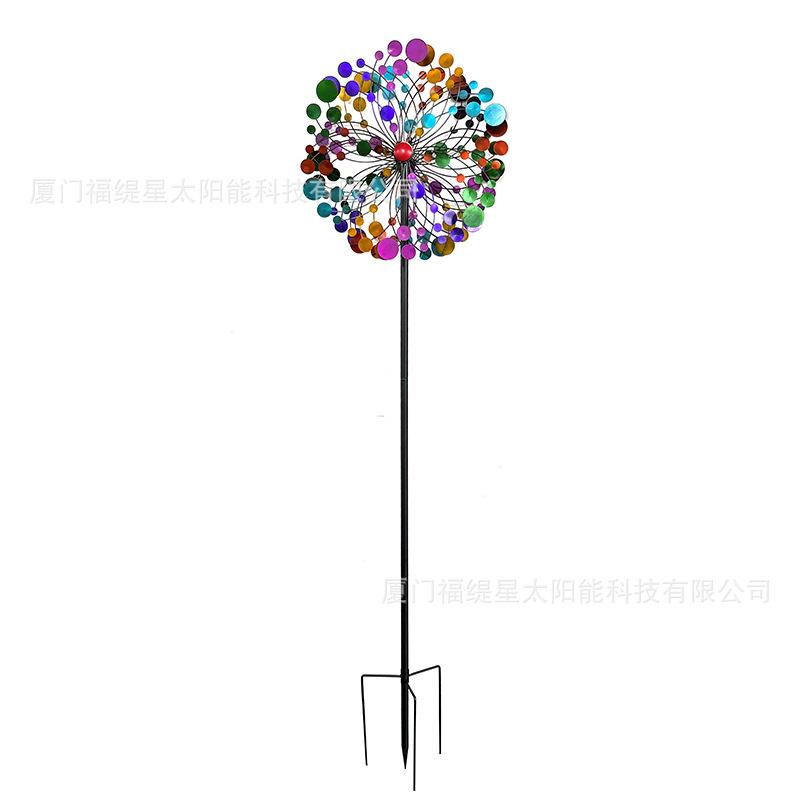 七彩金属风车幼儿园楼盘景区装饰工艺品花园铁艺创意风车摆件